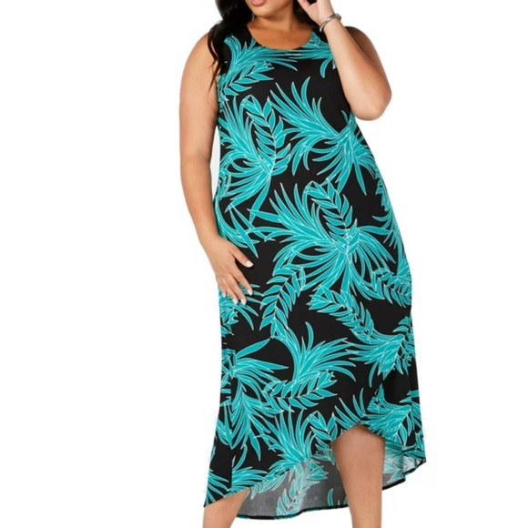 Alfani Printed Palm Hem Maxi Dress Size Large - Picture 5 of 10